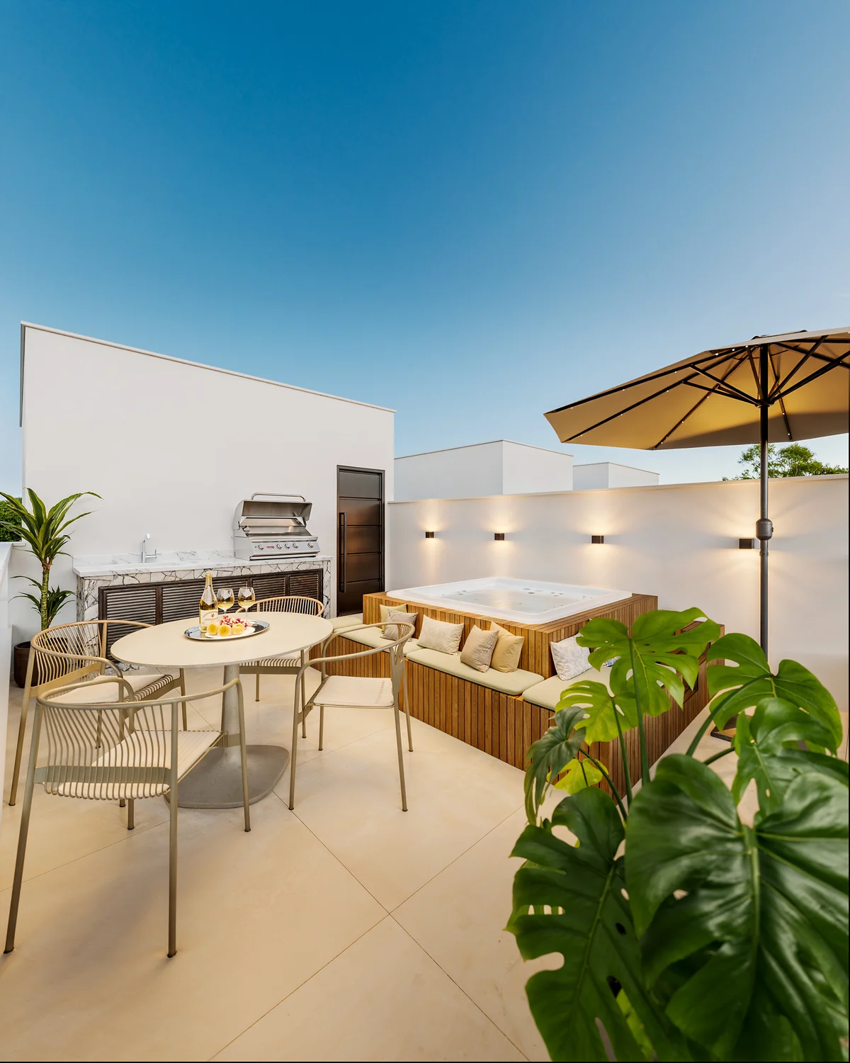 Terraço com espera para spa